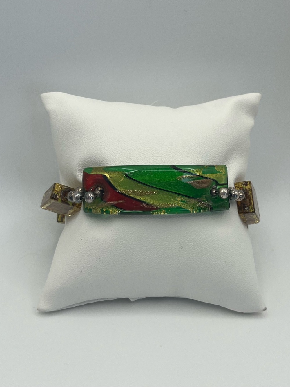 Rectangular Multi Color Glass Bead Bracelet
